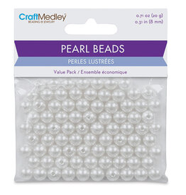 PEARL BEADS: 8MM WHITE 80 PACK