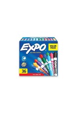 MARKER EXPO DRY ERASE LOW ODOR " MORE " ASSORTED COLORS, CHISEL - 36 PACK