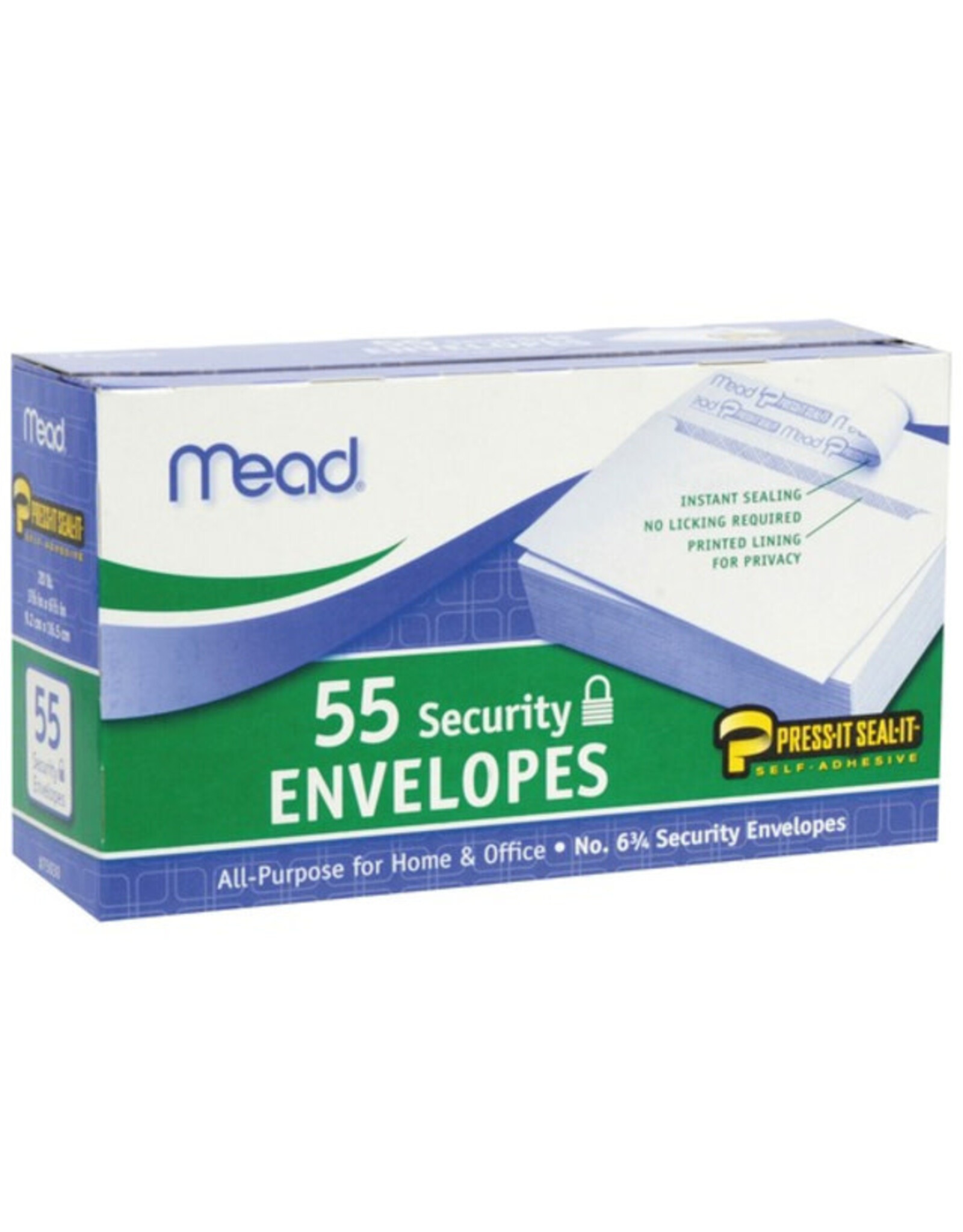MEAD MEAD ENVELOPES:  SECURITY PRESS & SEAL  3-5/8"x6.5" - 55 PACK  #6-3/4