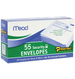 MEAD MEAD ENVELOPES:  SECURITY PRESS & SEAL  3-5/8"x6.5" - 55 PACK  #6-3/4