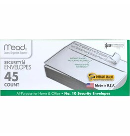 MEAD MEAD ENVELOPES: 4-1/8"x 9½" SECURITY PRESS & SEAL - 45 PACK  #10