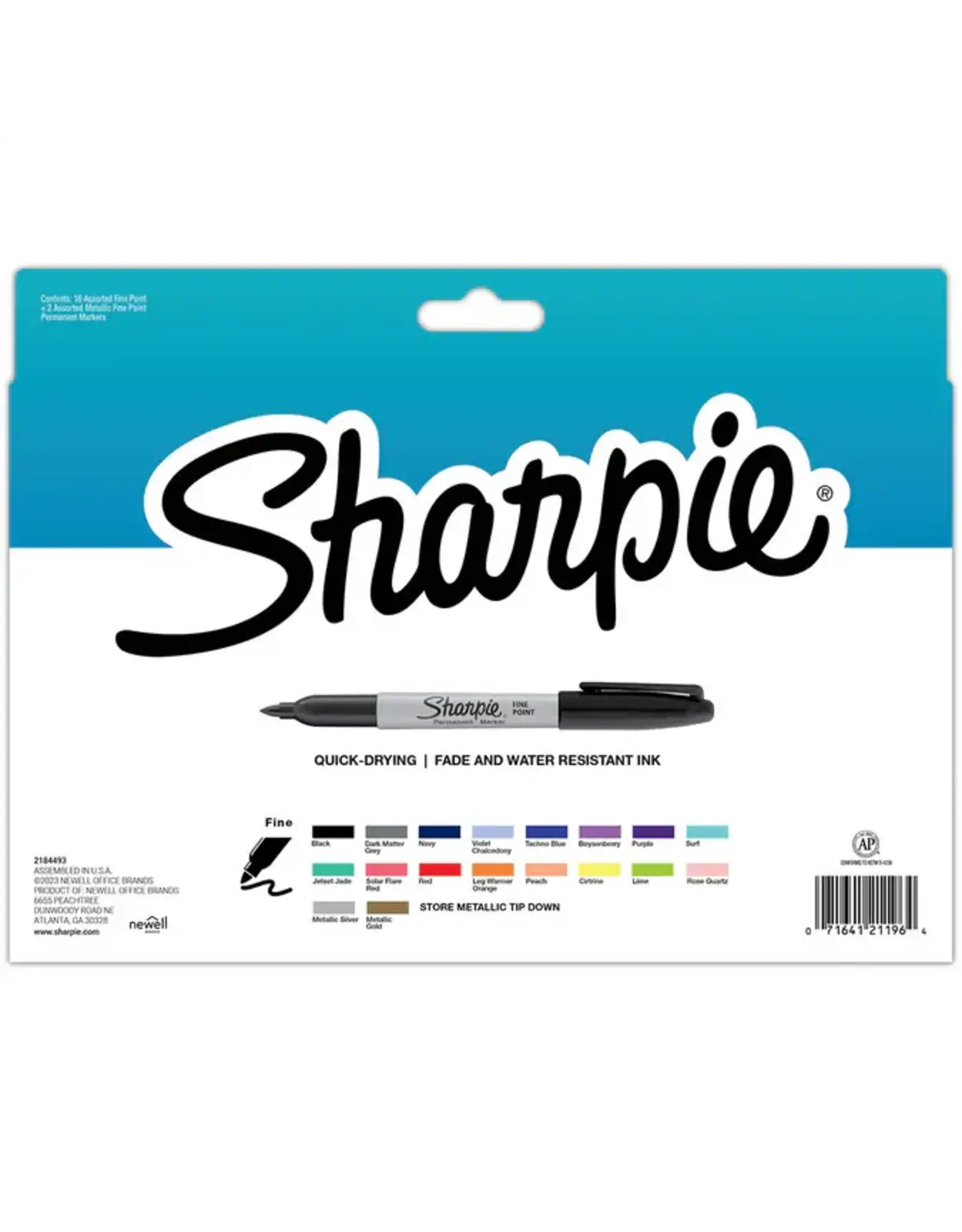 Sharpie MARKERS - SHARPIE FINE POINT ASSORTED COLORS - 18 PACK