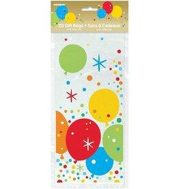 Unique CELLOPHANE PARTY BAGS: BALLOONS WITH TWIST TIES 11"X5" - 20 PACK