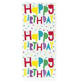 Unique CELLOPHANE PARTY BAGS: HAPPY BIRTHDAY WITH TWIST TIES 11"X5" - 20 PACK