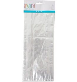 Unique CELLOPHANE PARTY BAGS: CLEAR WITH TWIST TIES 11.5"X5" - 30 PACK