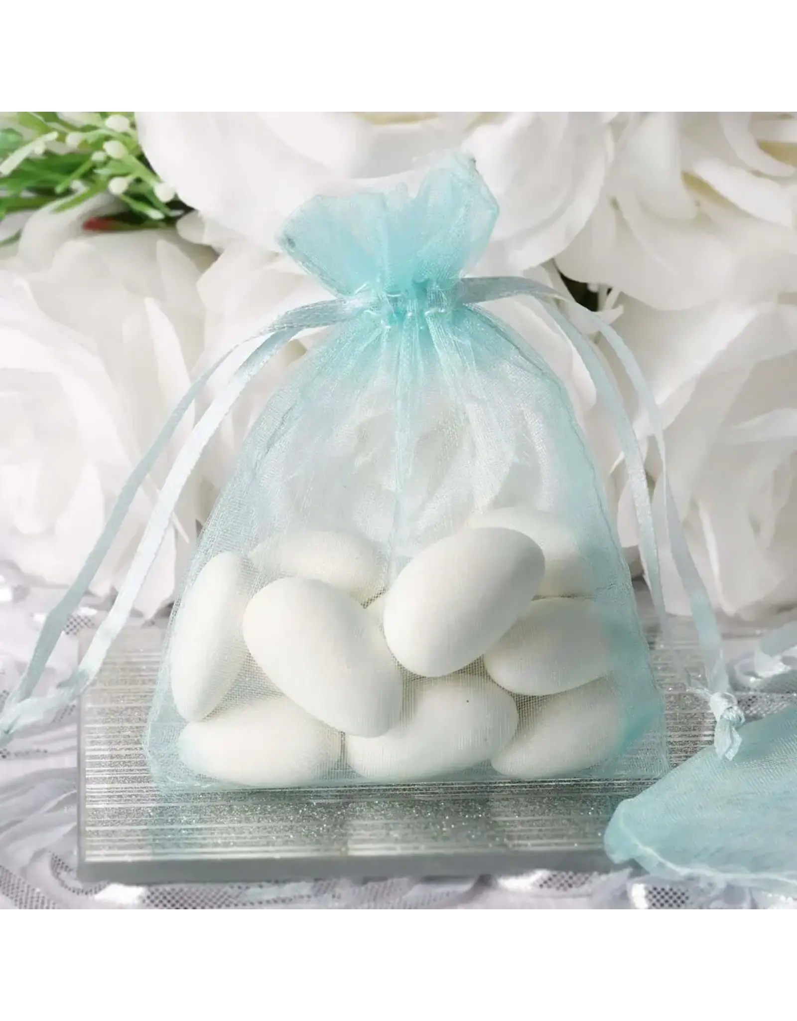 ORGANZA BAGS : 3"x4" LIGHT BLUE 10 PACK