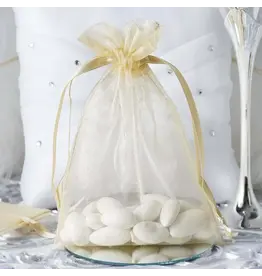 ORGANZA BAGS : 5"X7" CHAMPAGNE GOLD 10 PACK