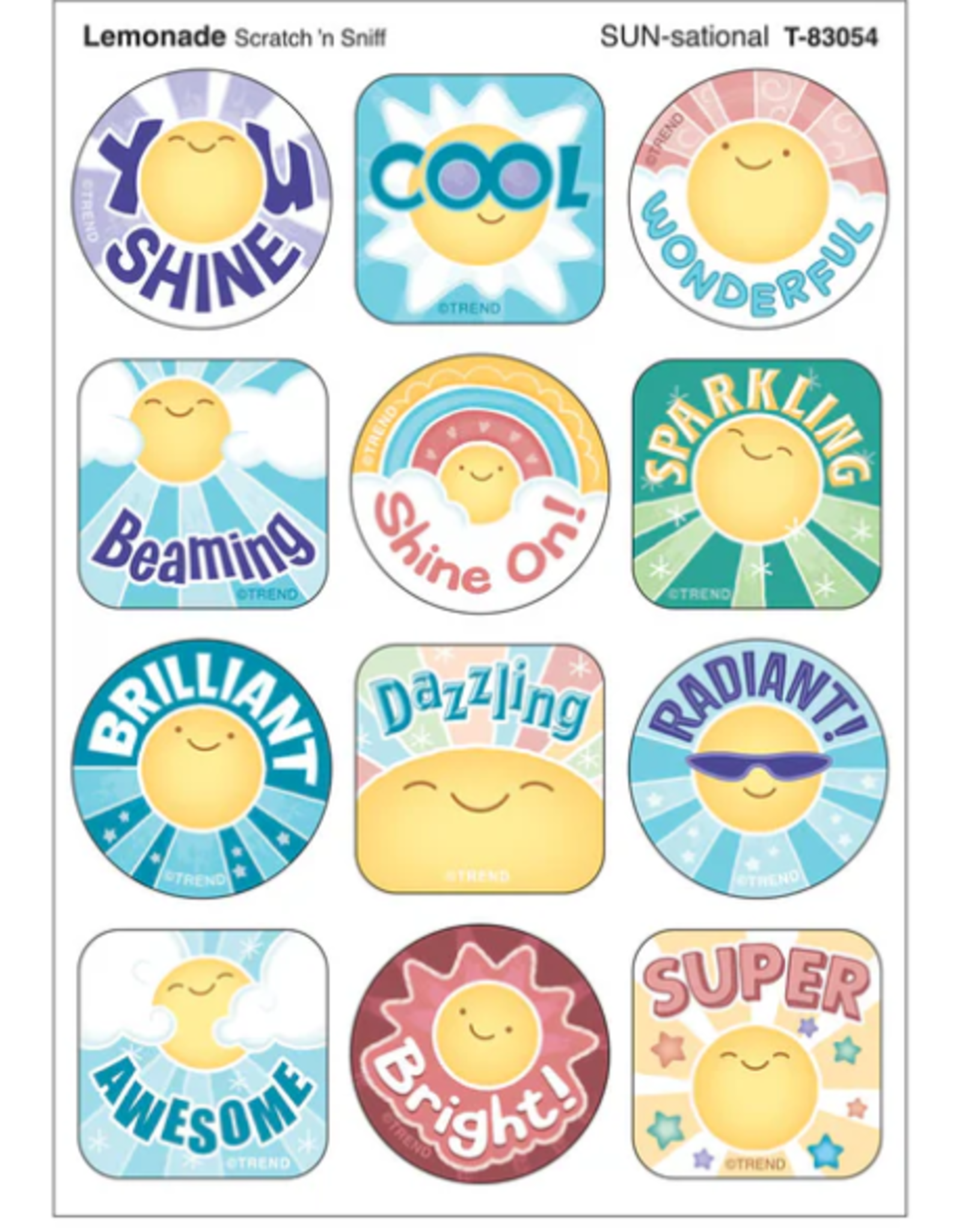 Trend Enterprises SCENTED STICKER: SUN -SATIONAL  4 SHEETS LEMONADE