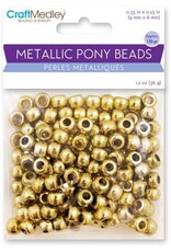PONY BEADS: METALLIC GOLD 6mmX9mm APPROX. 150 PACK