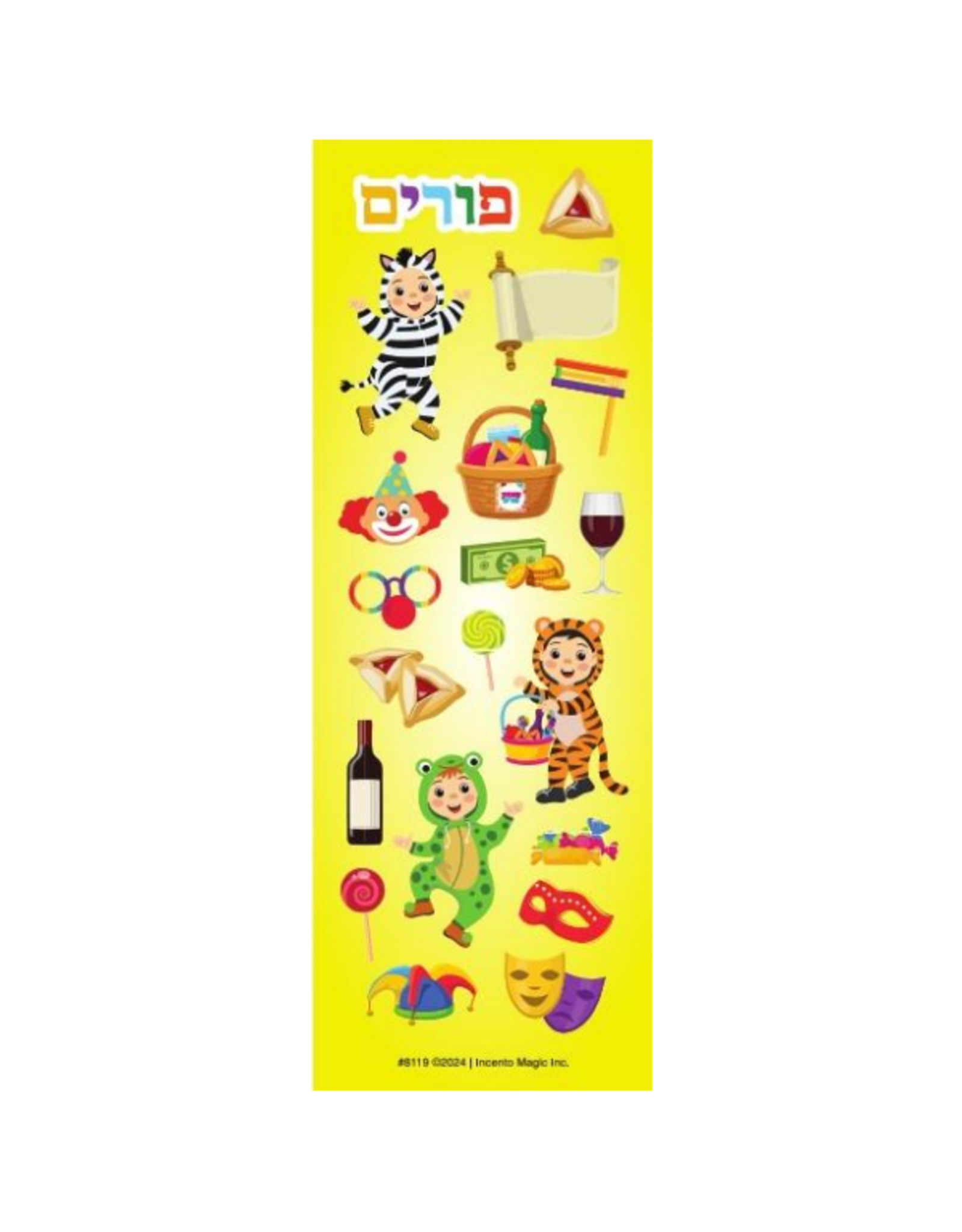 incento magic STICKERS: PURIM THEMED DIE CUT STICKERS - 6 SHEETS