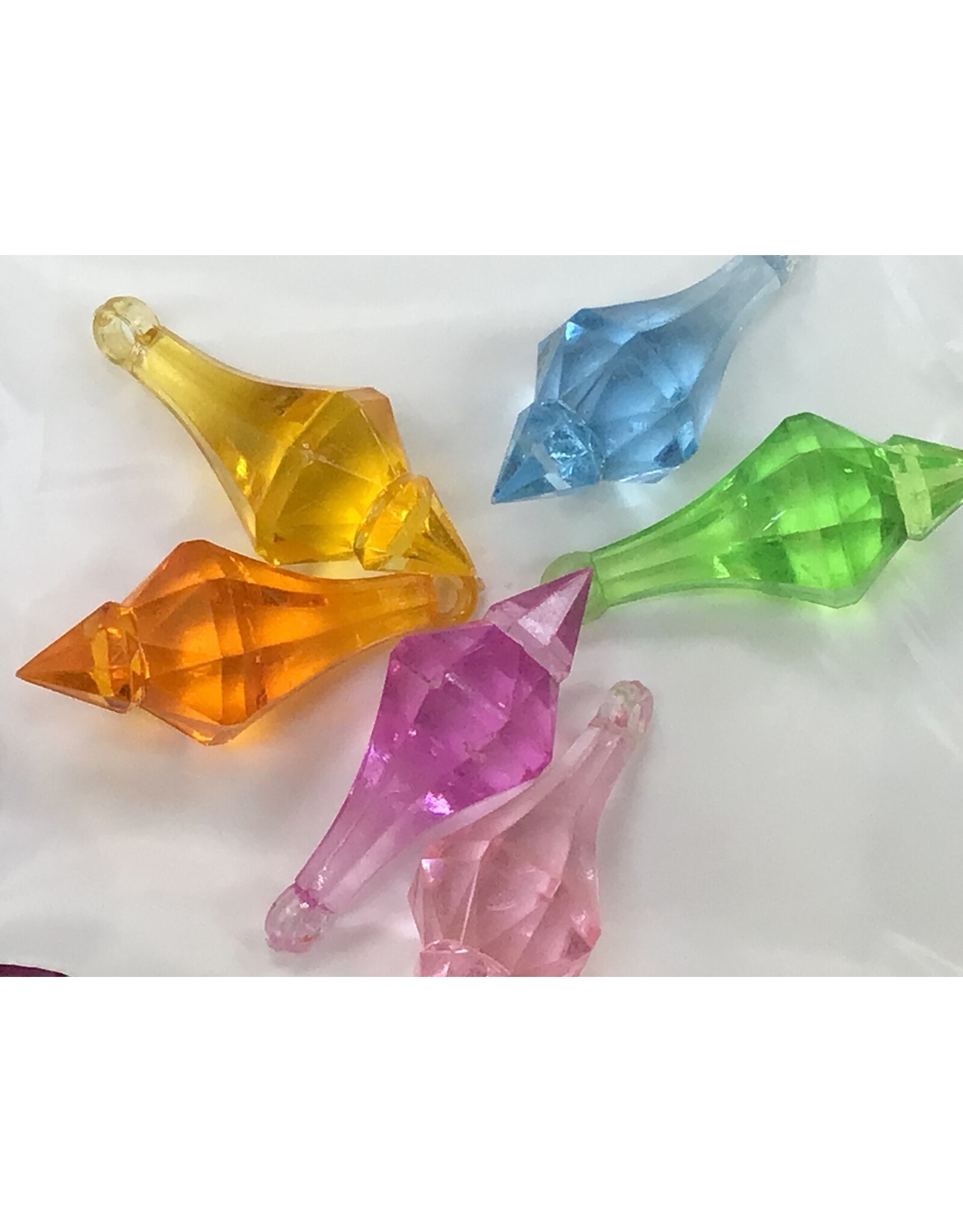 BEADS: ACRYLIC CRYSTALS ASSORTED COLORS 1/3"X4"X5/8" - 1/4 LB BAG