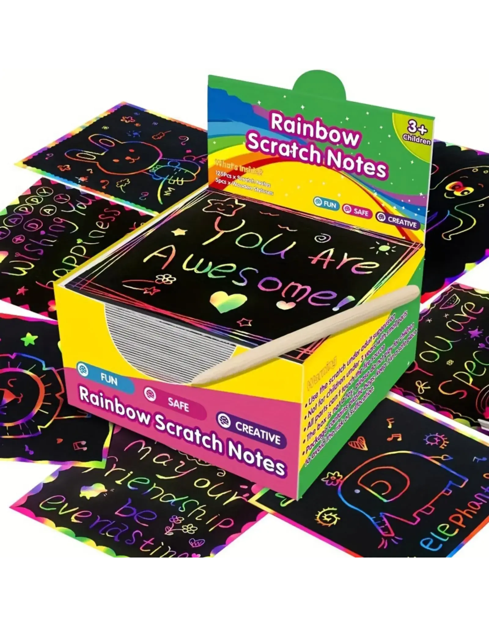RAINBOW SCRATCH ART: NOTE PAD- 100 PACK