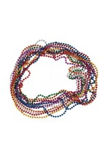 NECKLACE METALLIC BEAD ASSORTED COLORS  6MM 12 PACK