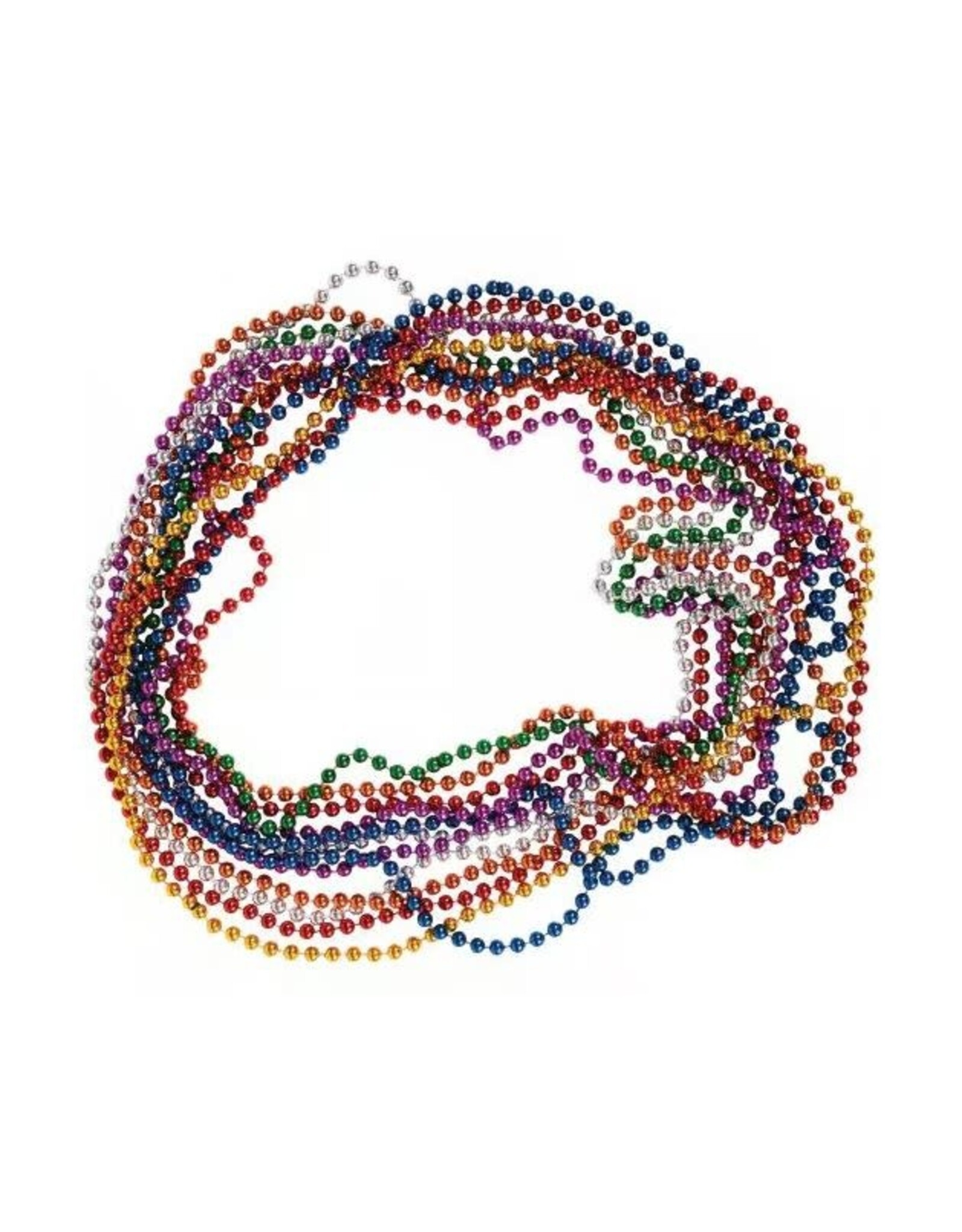 NECKLACE METALLIC BEAD ASSORTED COLORS  6MM 12 PACK