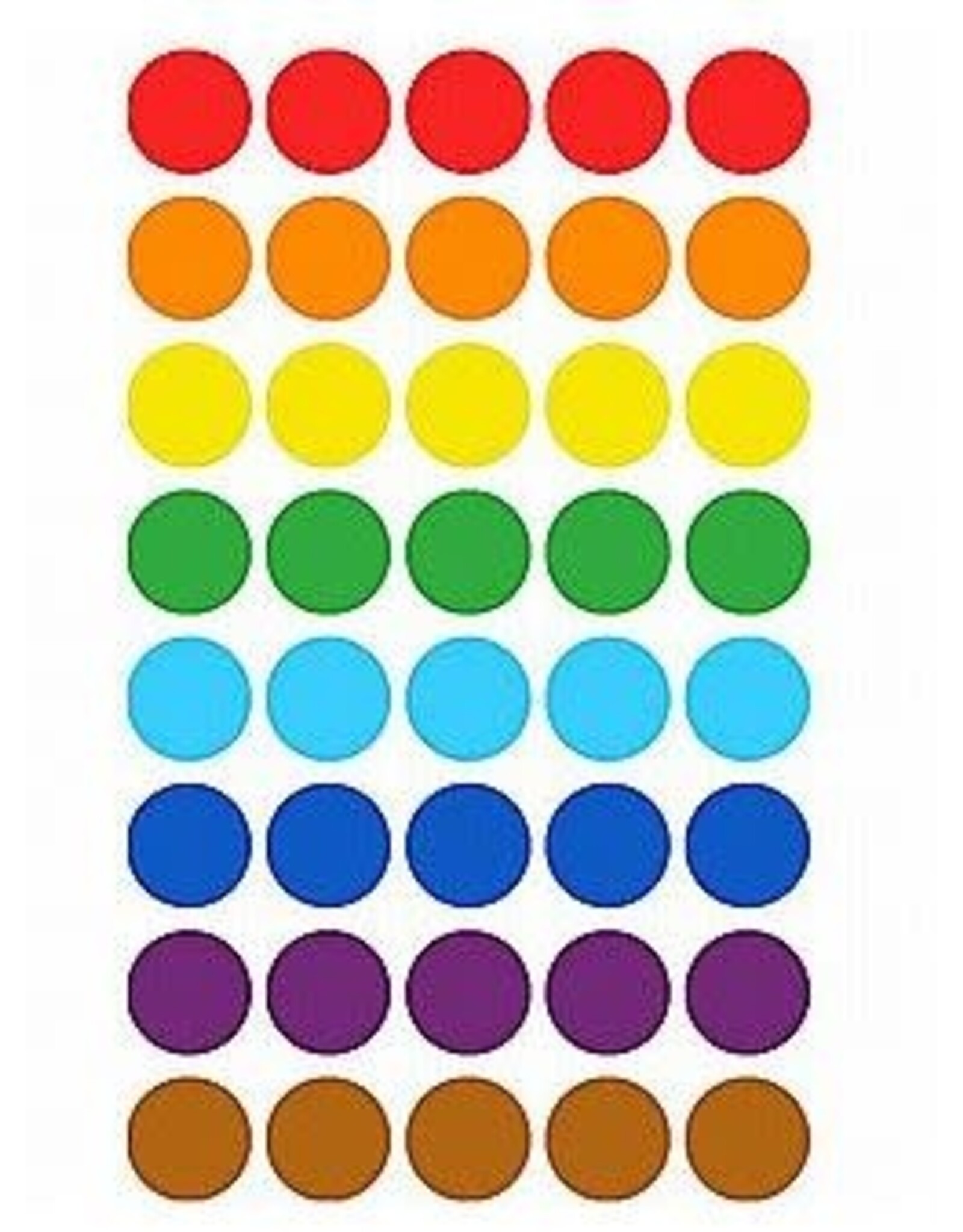 COLOR CODING - 18MM  3/4" ASSORTED COLORS BY ROW  25 SHEETS