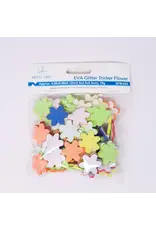 STICKER FOAM GLITTER FLOWERS 18 GRAMS - Approx. 63pcs