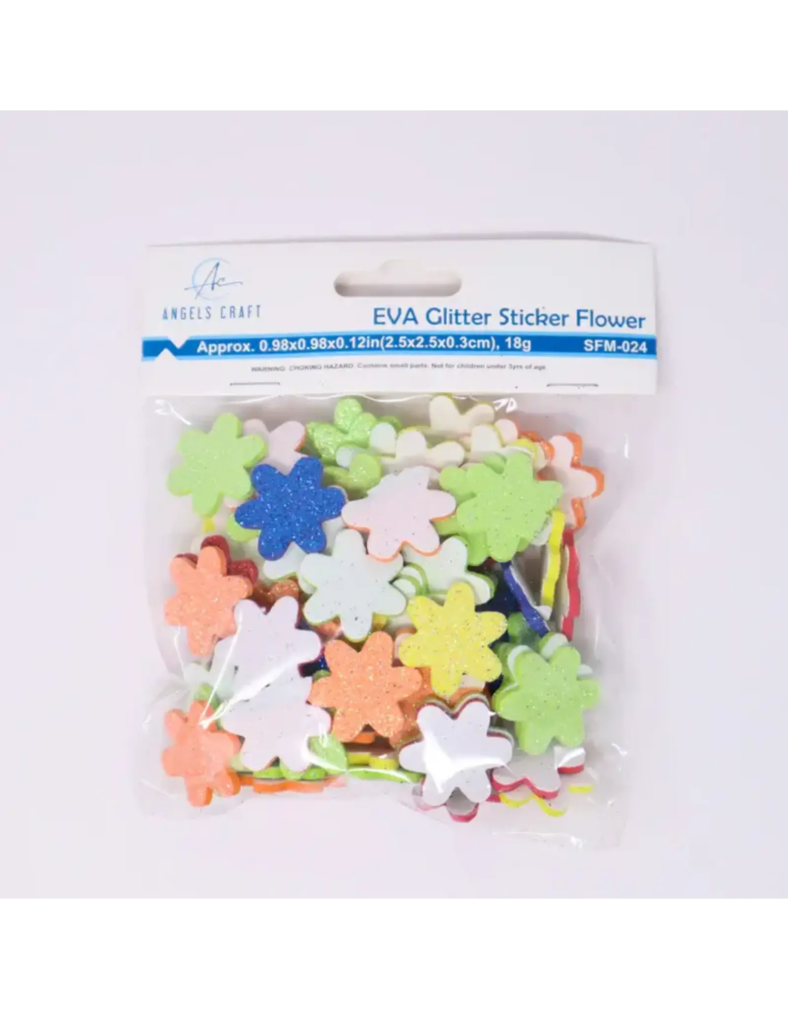 STICKER FOAM GLITTER FLOWERS 18 GRAMS - Approx. 63pcs