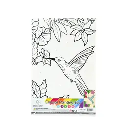 CANVAS PAINTING SET- HUMMINGBIRD 7.5"X11.4" WITH PAINT AND BRUSH
