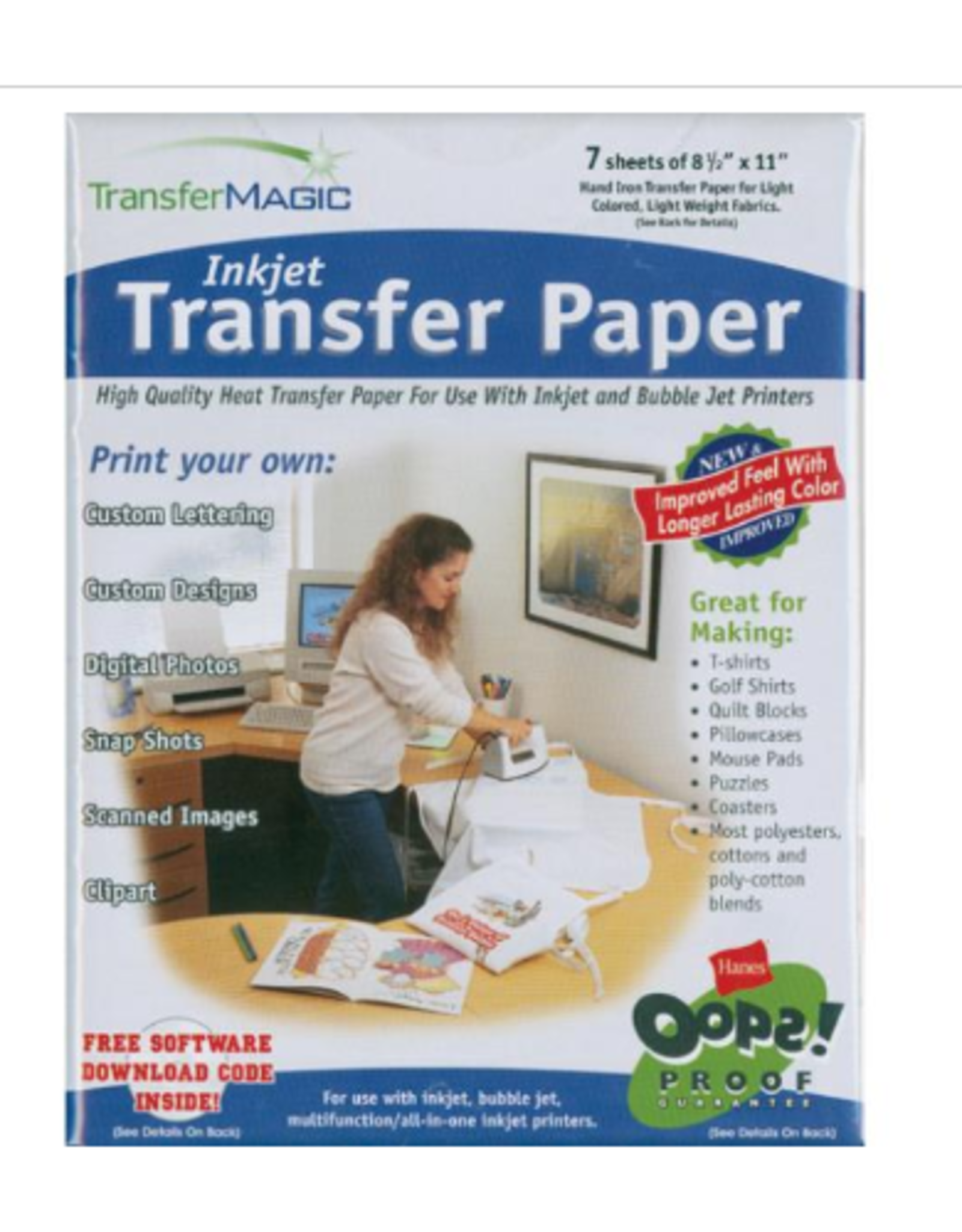 Transfer Magic Ink Jet Transfer Paper For Light Fabric  8.5"X11" 7/Pkg-