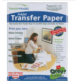 Transfer Magic Ink Jet Iron On Transfer Paper For Light Fabric  8.5"X11" 7/Pkg-