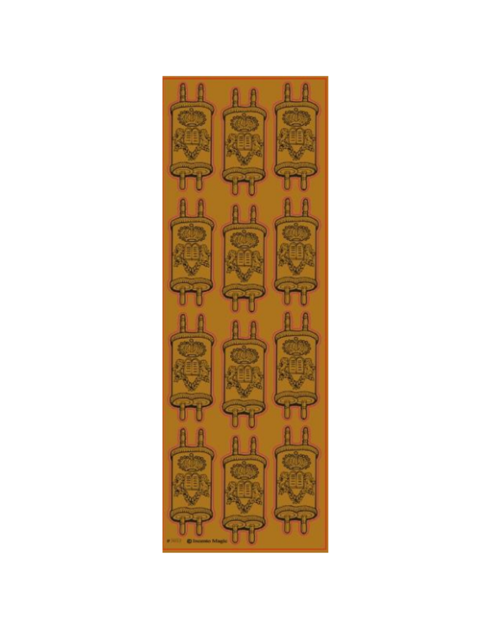 STICKERS -  DIE CUT TORAH GOLD 3 ACROSS - 6 SHEETS