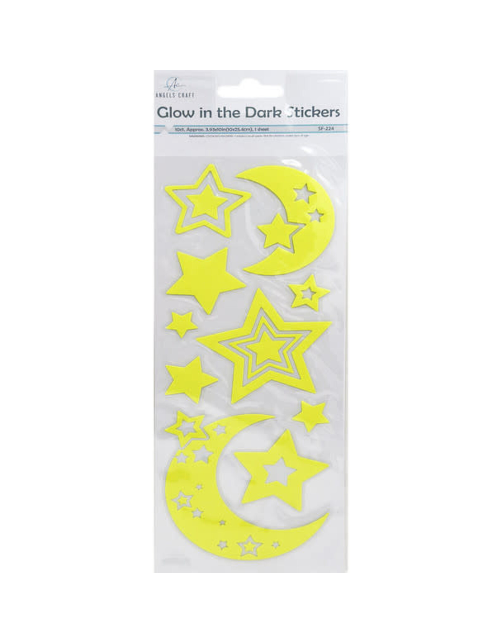 GLOW IN THE DARK STARS AND MOON STICKERS - 10 PACK