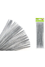 PIPE CLEANERS: 6MMx12" SPARKLE  SILVER -  35 PACK