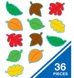 CUT OUTS: ASSORTED COLOR LEAVES 6"X5.7" - 36 PACK