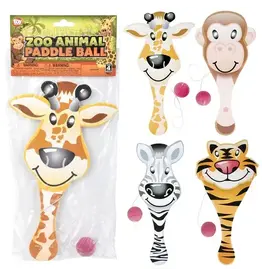 PADDLEBALL - 9" ZOO ANIMALS 12 PACK