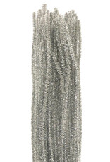 PIPE CLEANERS: 6MM X 12" - SPARKLE SILVER 25 PACK