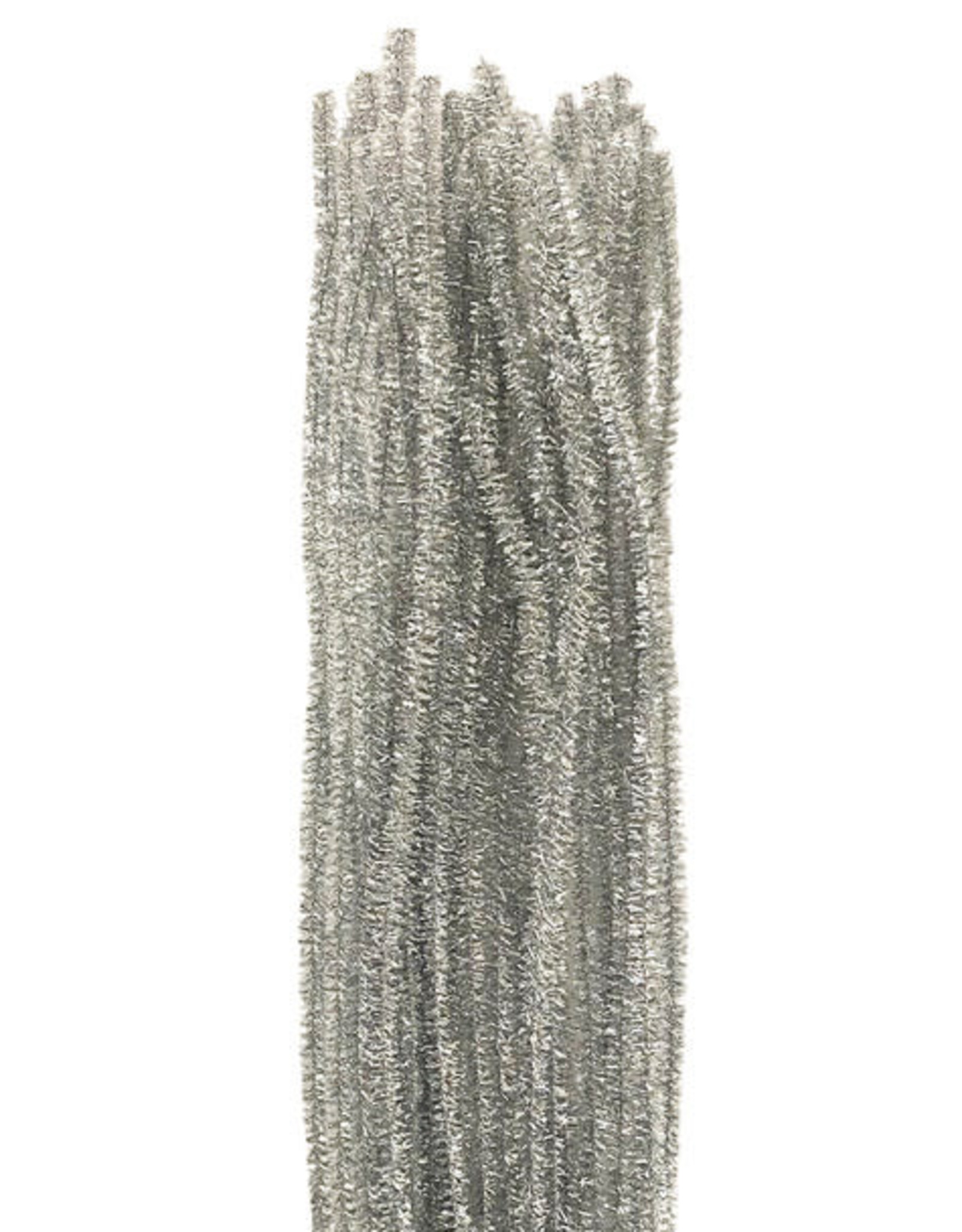 PIPE CLEANERS: 6MM X 12" - SPARKLE SILVER 25 PACK
