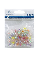 ACRYLIC FLOWER BEADS CLEAR WITH COLORED CENTER 6MM 25 GRAMS