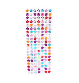 RHINESTONE STICKER FLOWERS: ASSORTED COLORS 12MM - 140 PACK
