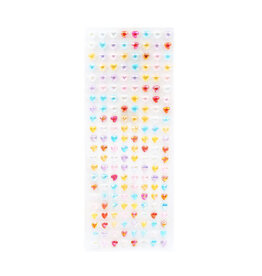 RHINESTONE STICKER HEARTS: ASSORTED COLORS 8MM - 176 PACK