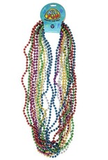 NECKLACE METALLIC BEAD ASSORTED COLORS  6MM 12 PACK