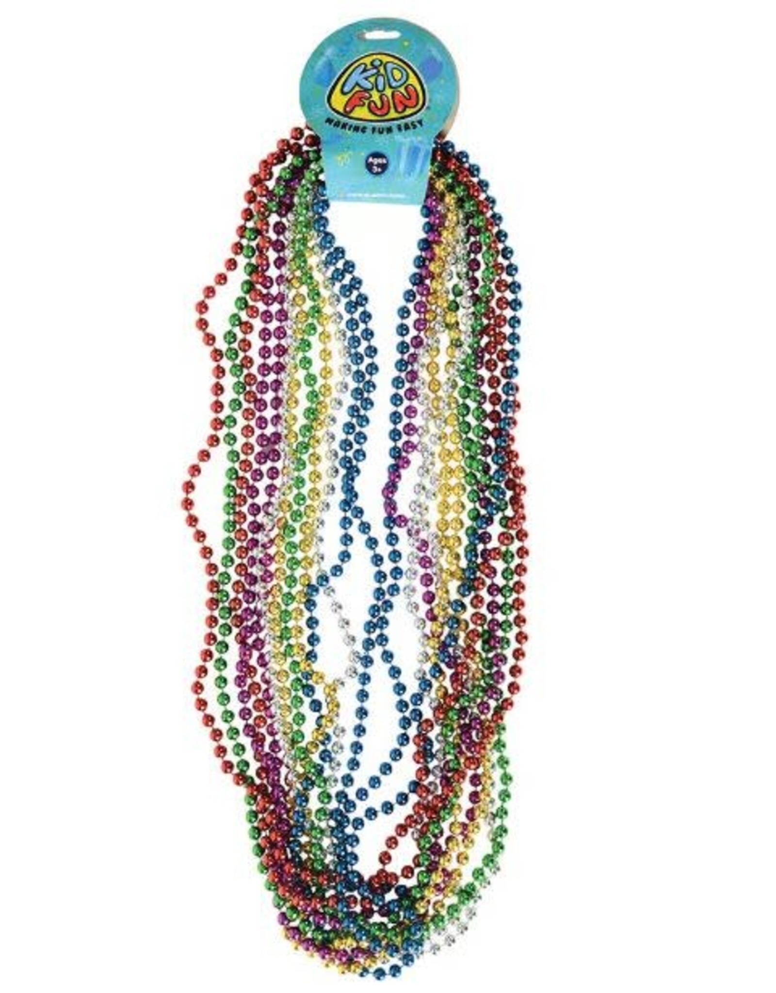NECKLACE METALLIC BEAD ASSORTED COLORS  6MM 12 PACK
