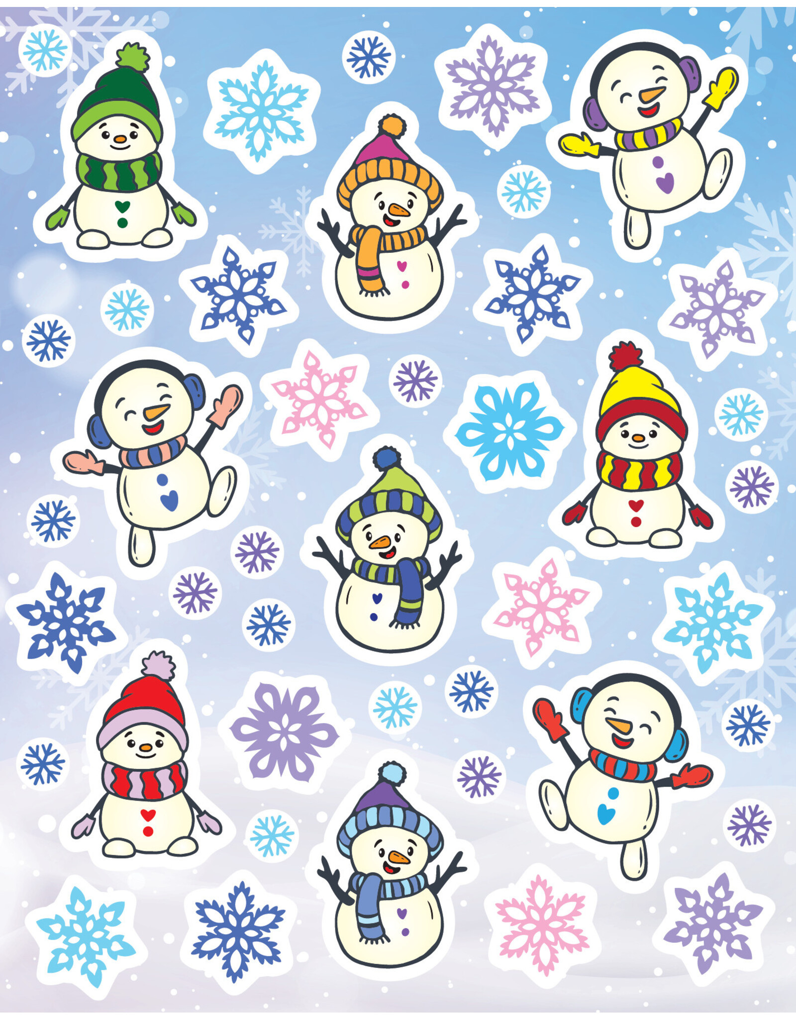 RANENU STICKER: SNOWMEN AND SNOWFLAKES - 6 SHEETS