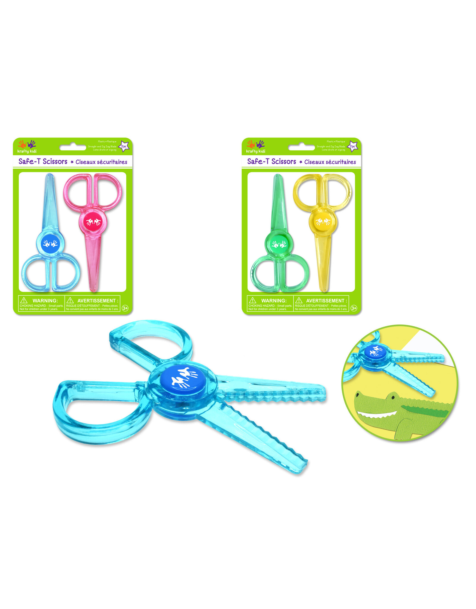 PLASTIC KIDS  SAFE SCISSORS - 4.5"+5" - 2 PACK
