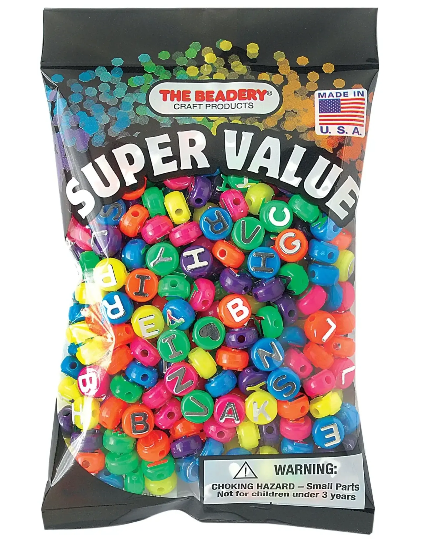 NEON ALPHABET BEADS 10MM  - 350 PACK