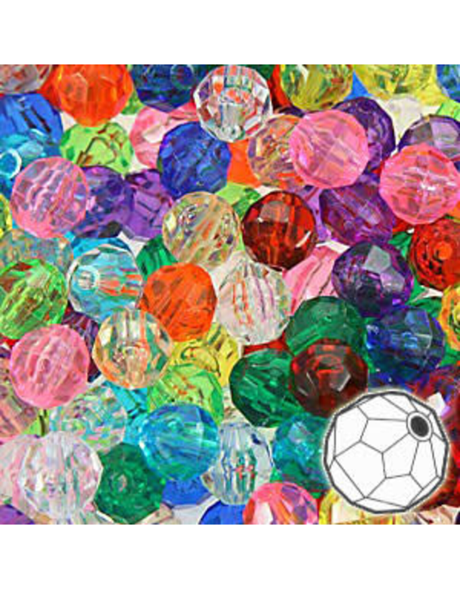 FACETED BEADS: 10MM  ASSORTED  450 PACK