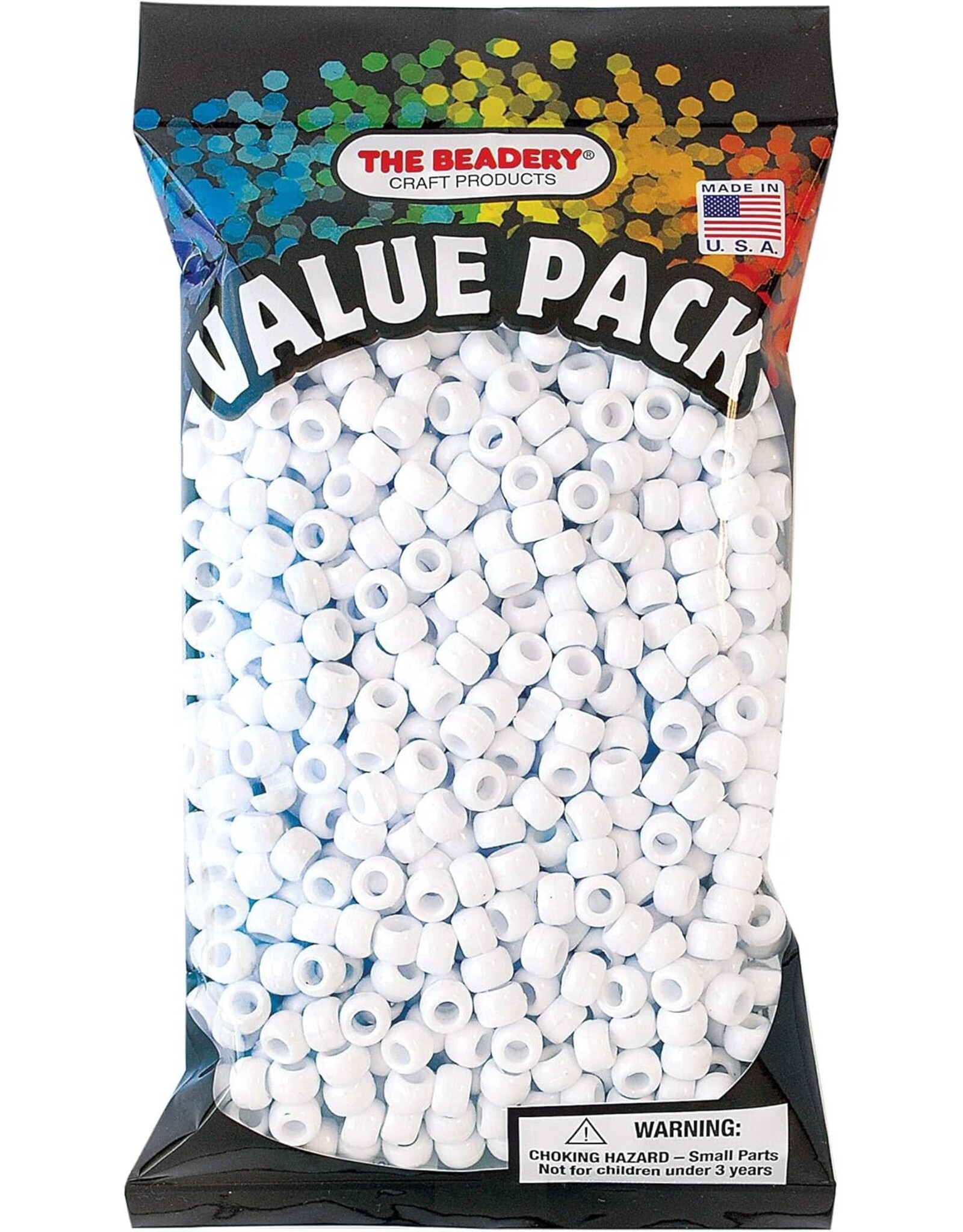 PONY BEADS: OPAQUE WHITE 6mmX9mm 900 PACK
