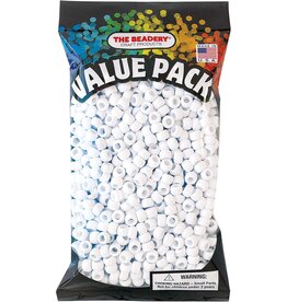 PONY BEADS: OPAQUE WHITE 6mmX9mm 900 PACK