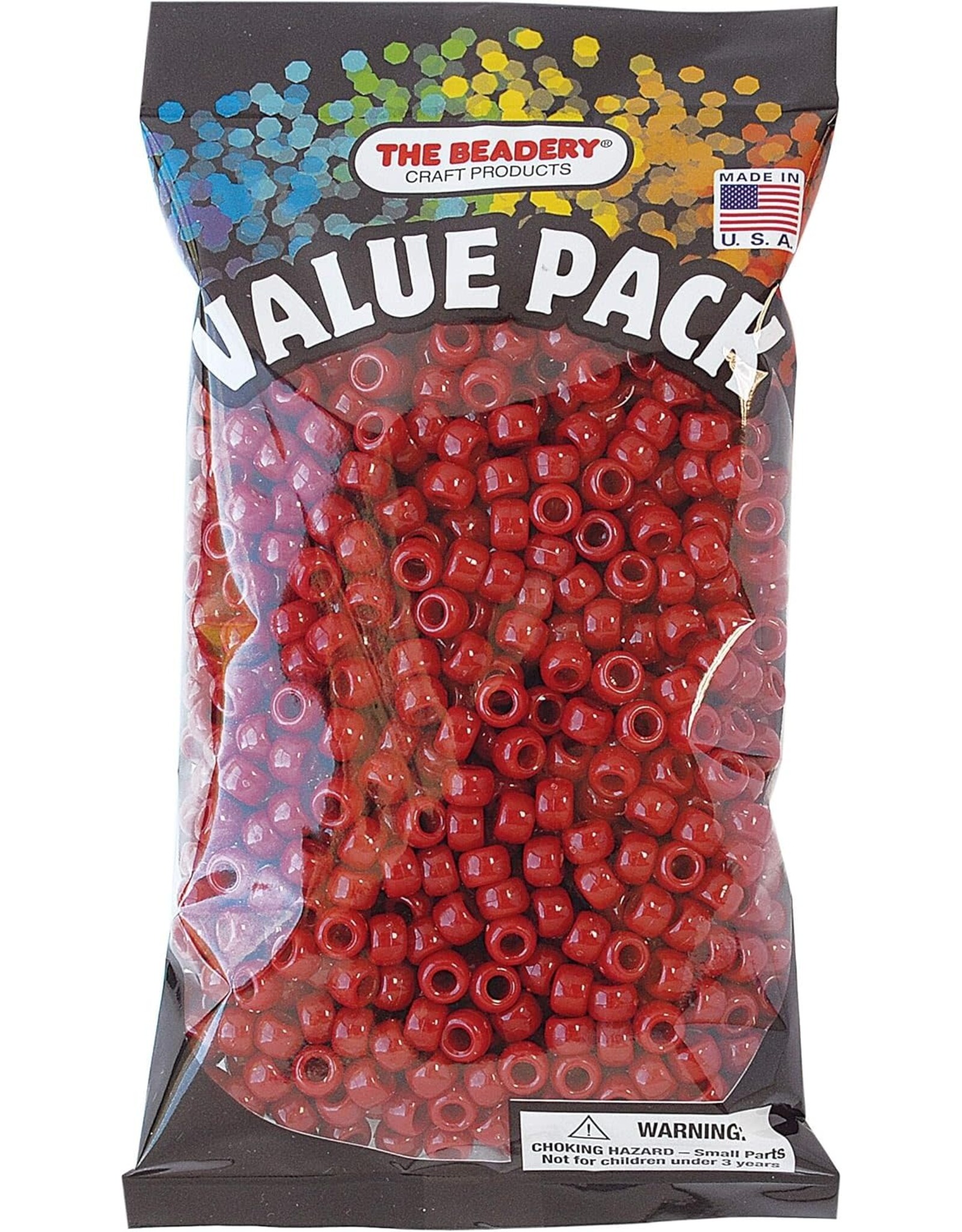 PONY BEADS: OPAQUE  RED 6mmX9mm 900 PACK