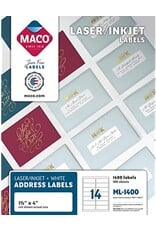 MAILING LABEL: WHITE  14 PER SHEET - 100 SHEETS