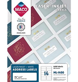 MAILING LABEL: WHITE  14 PER SHEET - 100 SHEETS