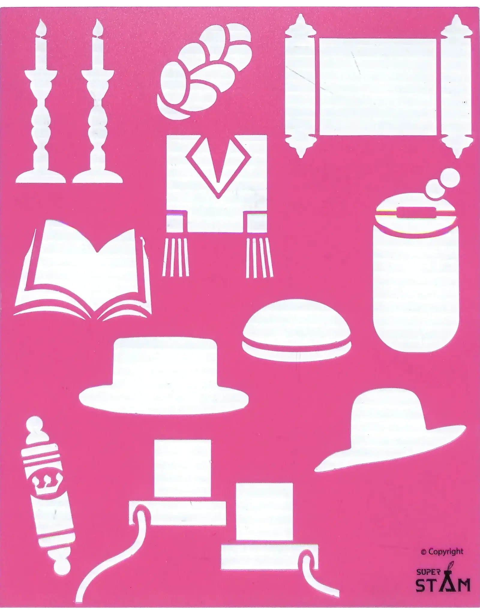 ALEF BEIS & YOM TOV STENCIL SET 8"X10" - 10 PACK