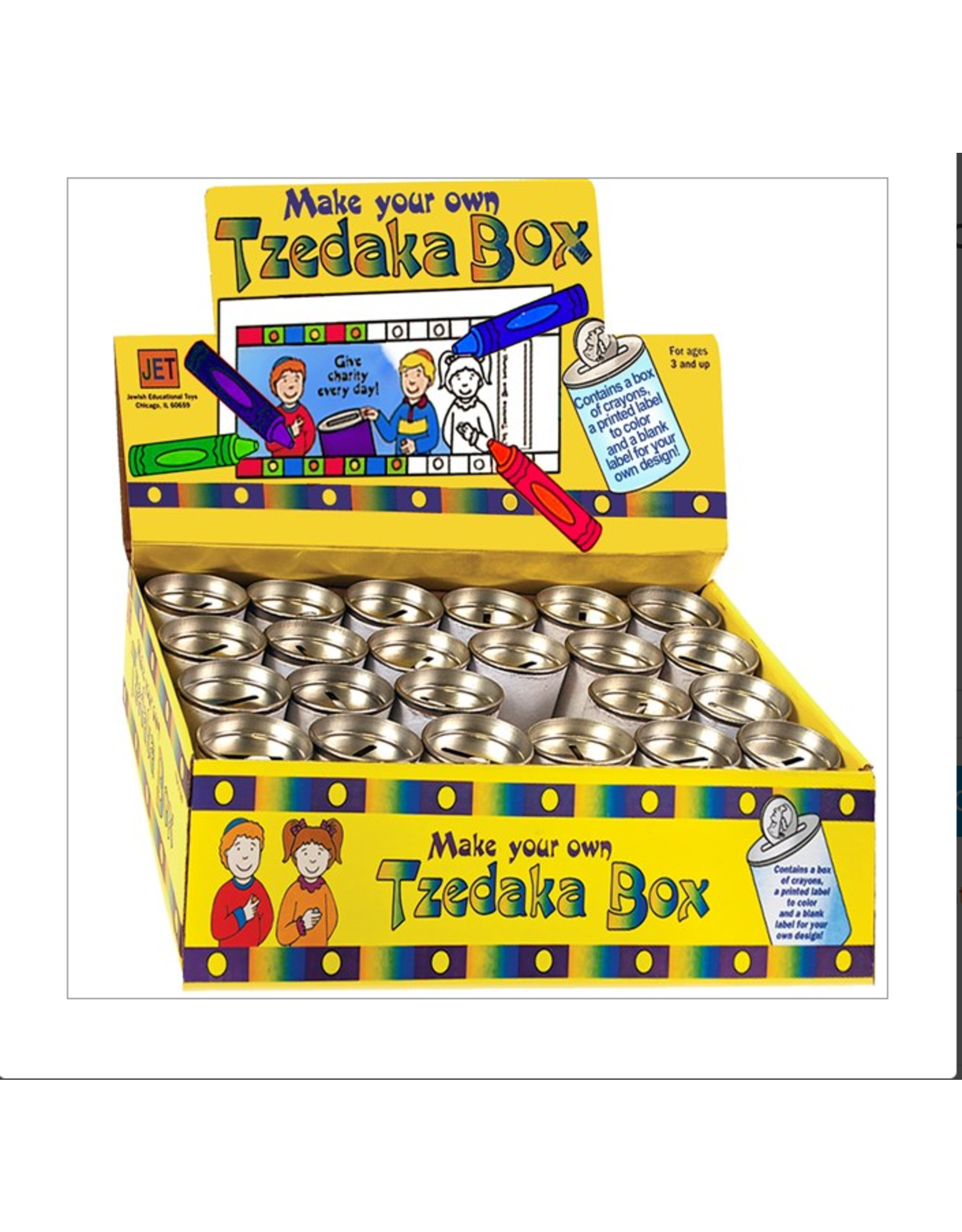 MAKE YOUR OWN TZEDAKA BOX WITH CRAYONS 2"x4"