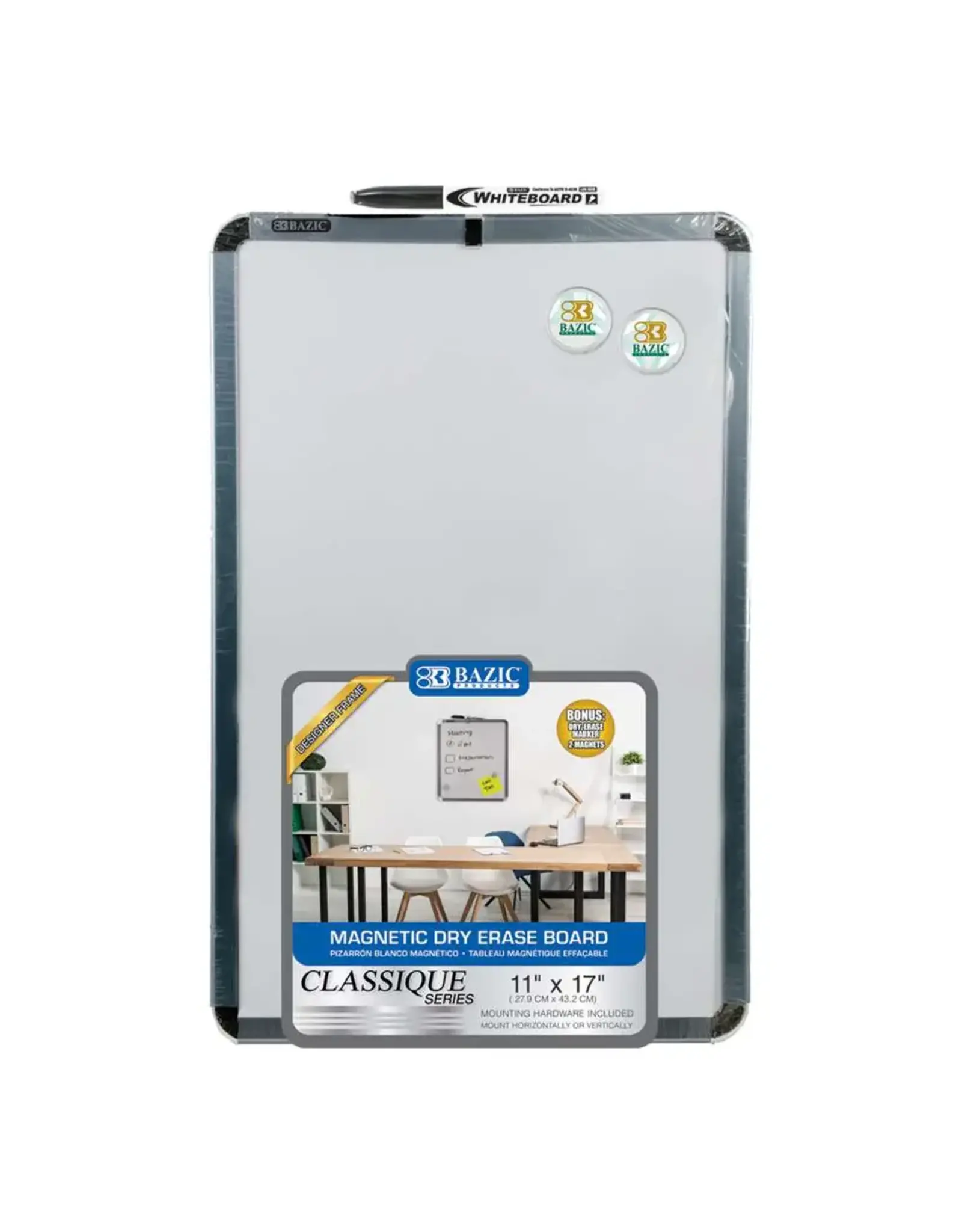 Magnetic Dry Erase Board with Marker 11"x17" & 2 Magnets