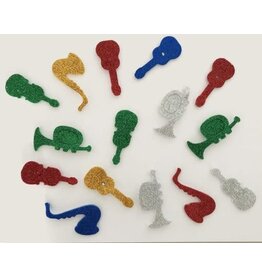 FOAM STICKER - GLITTER MUSIC SHAPES - 56 PACK