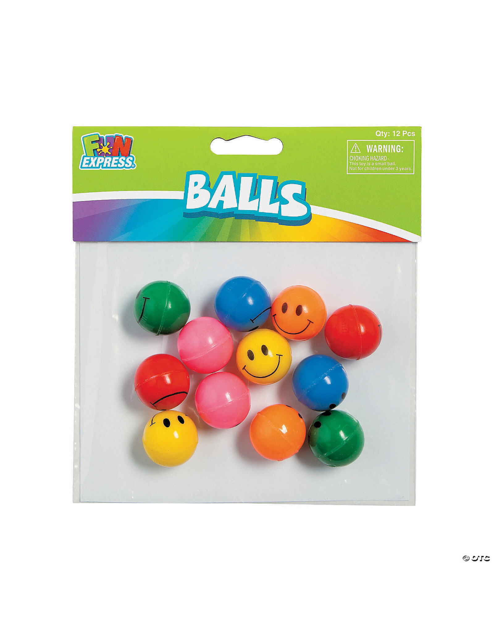 SMILE FACE 1" BOUNCING BALL  - 12 PACK